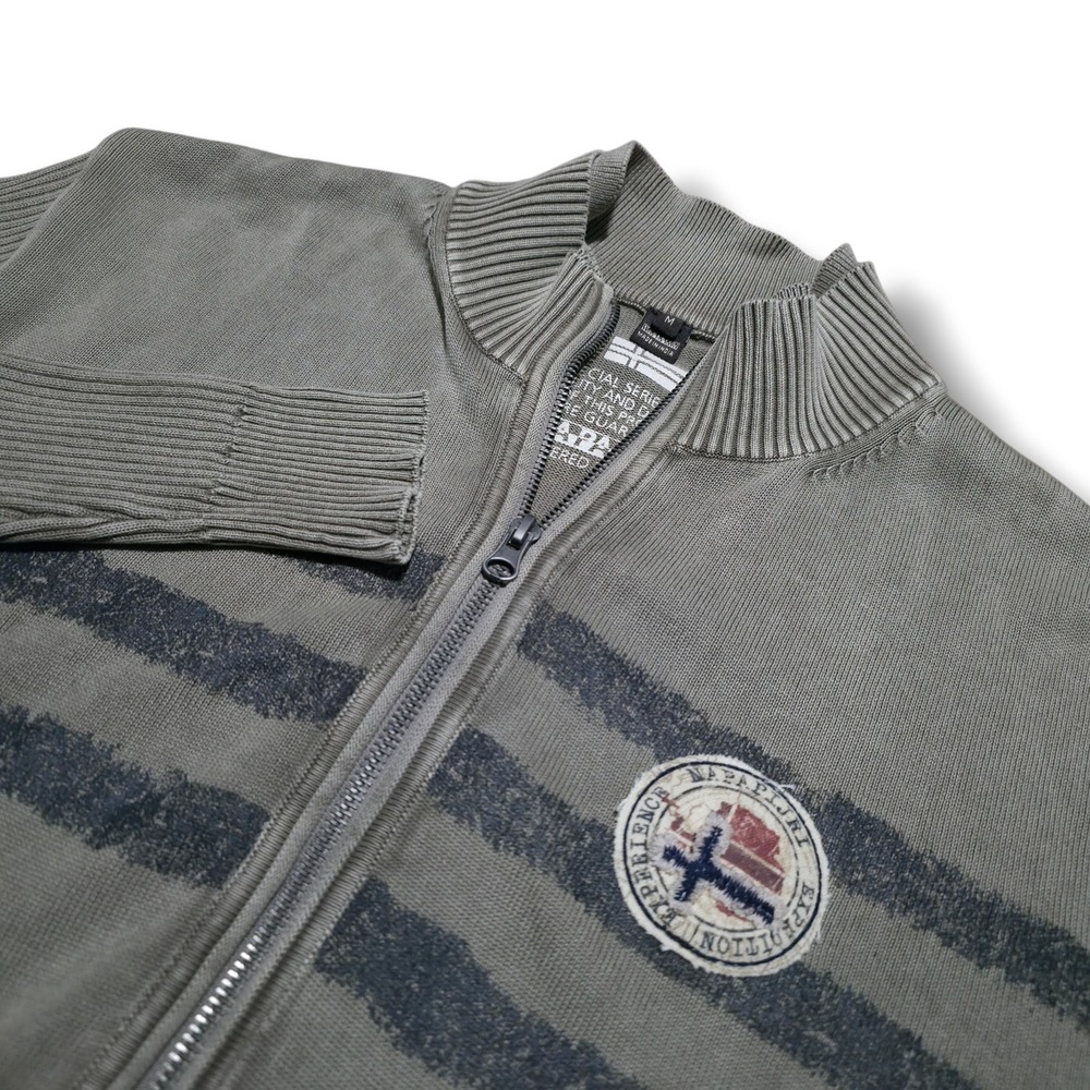 Napapijri Jacket Men's Medium Fleece Full Zip Sweater Dark Beige / Sand‎